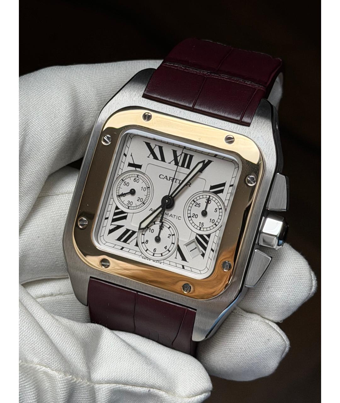 CARTIER Белые часы из желтого золота, фото 3