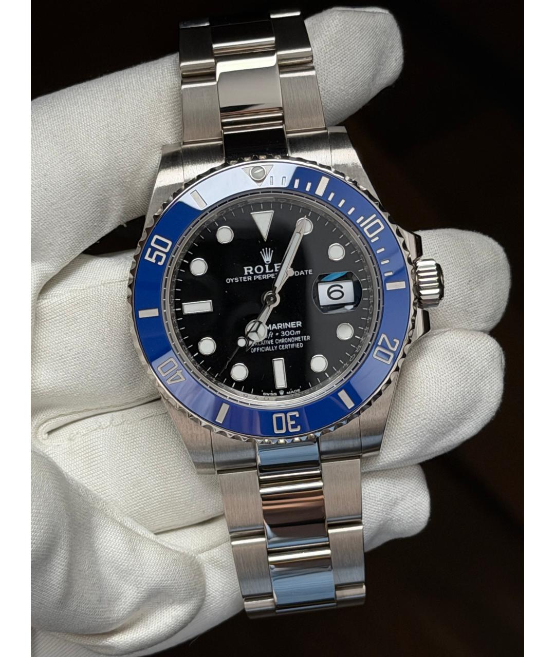 ROLEX Черные часы из белого золота, фото 2