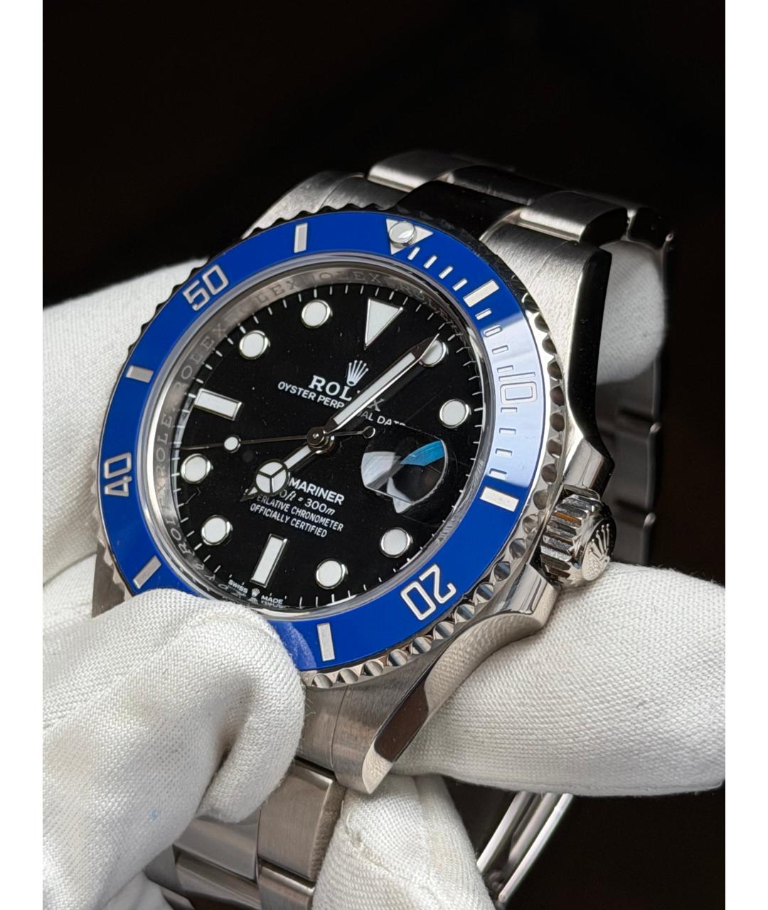 ROLEX Черные часы из белого золота, фото 3