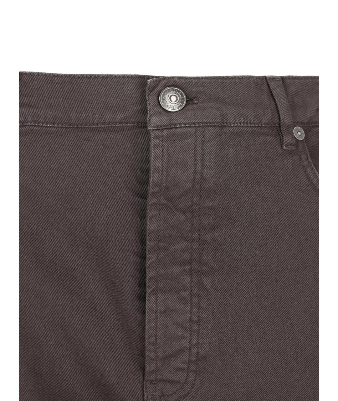 BRUNELLO CUCINELLI Коричневые хлопковые прямые джинсы, фото 4