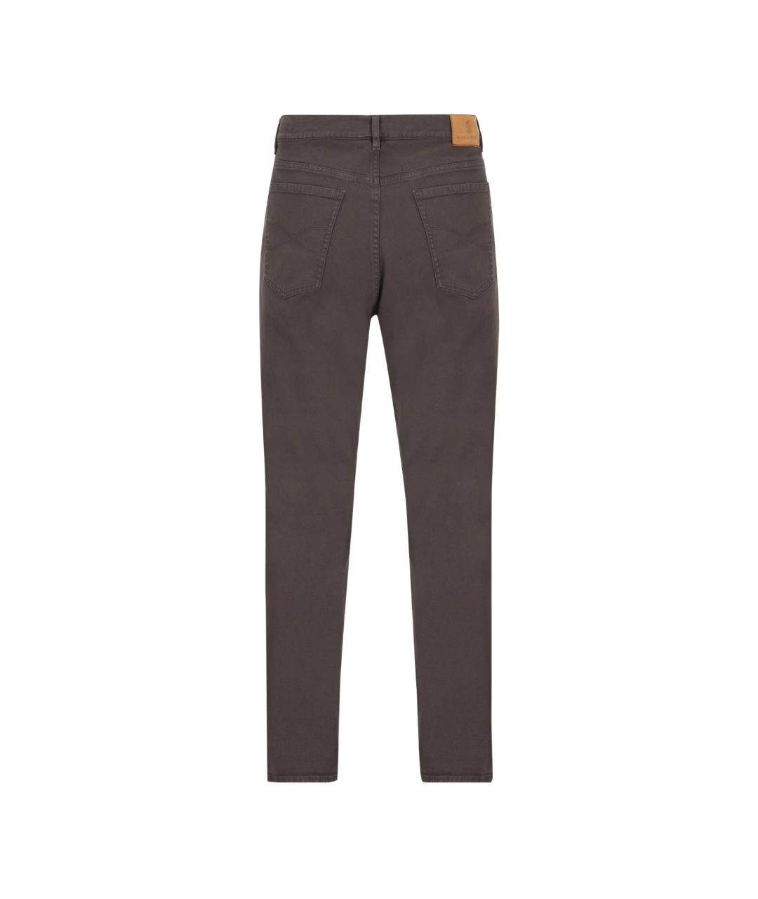 BRUNELLO CUCINELLI Коричневые хлопковые прямые джинсы, фото 2