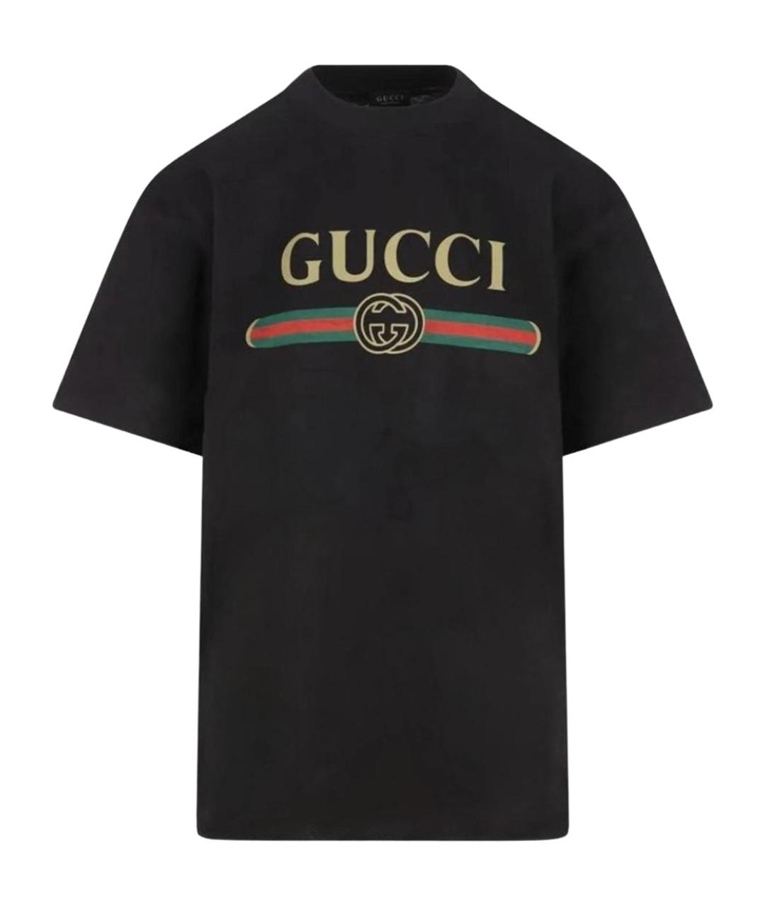 GUCCI Черная хлопковая футболка, фото 1