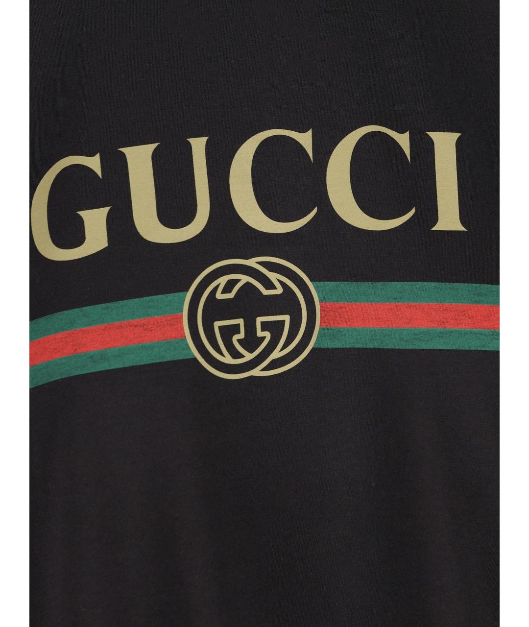 GUCCI Черная хлопковая футболка, фото 2