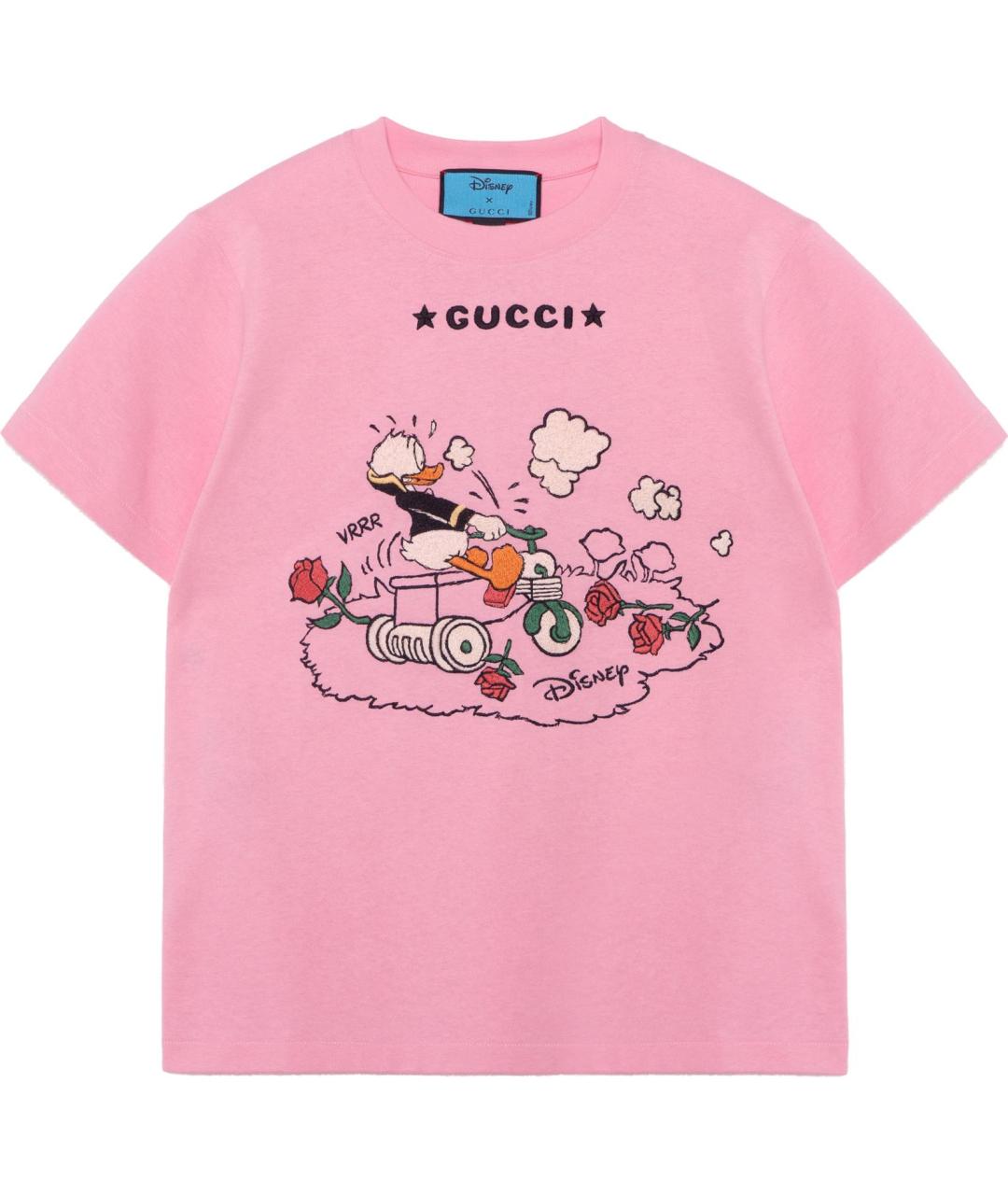 GUCCI Розовая хлопковая футболка, фото 1