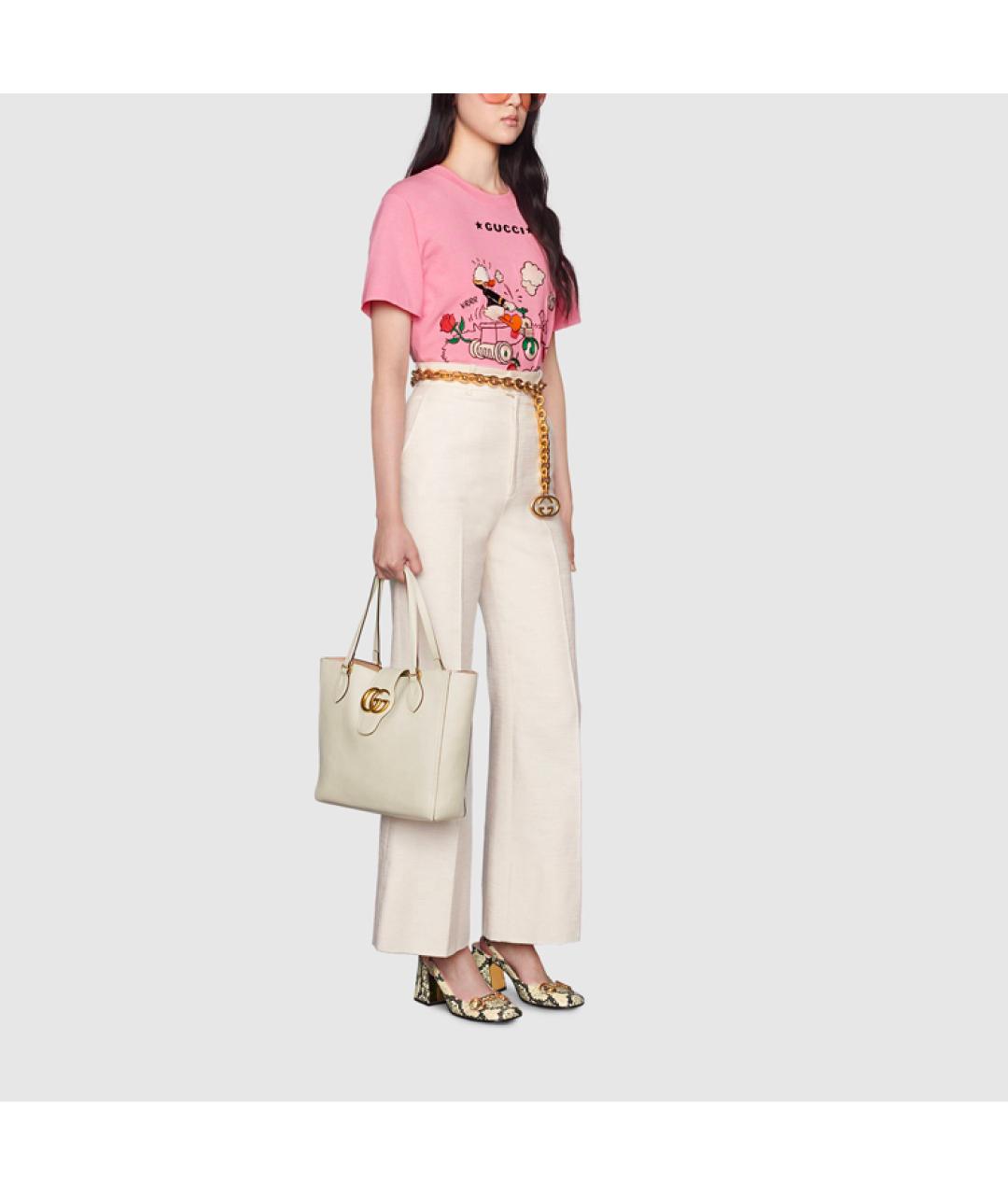 GUCCI Розовая хлопковая футболка, фото 5