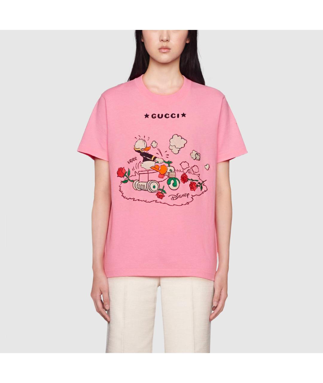 GUCCI Розовая хлопковая футболка, фото 3
