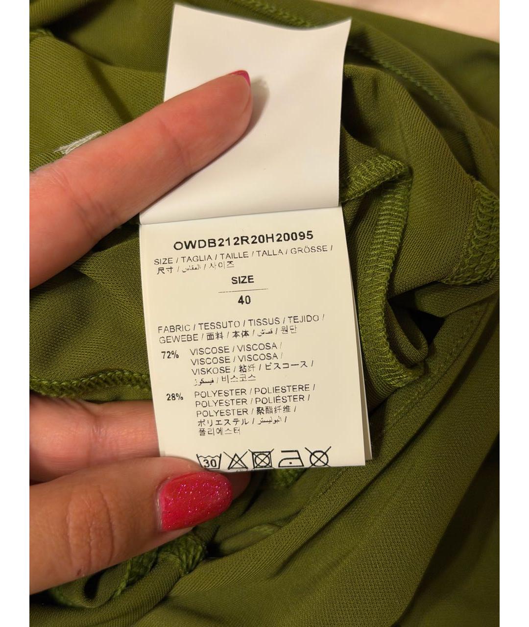 OFF-WHITE Зеленое вискозное повседневное платье, фото 3