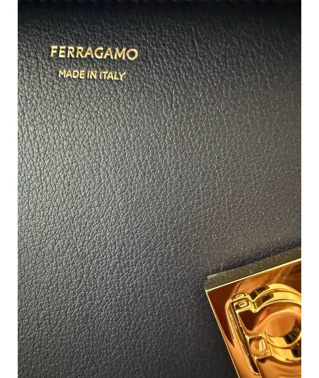 FERRAGAMO Темно-синяя кожаная сумка с короткими ручками, фото 8