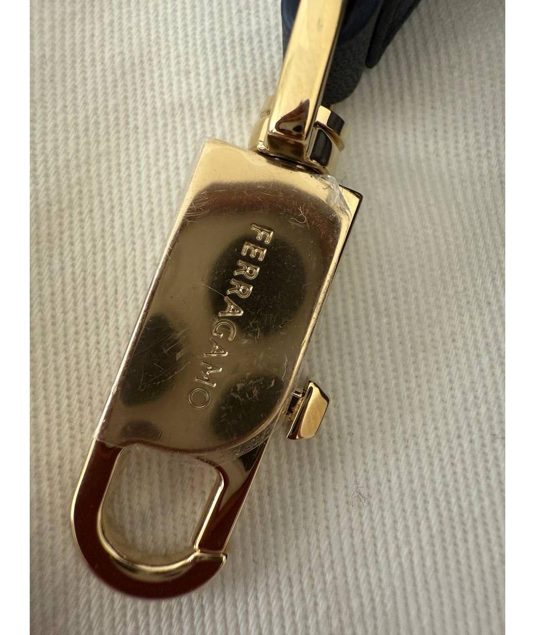 FERRAGAMO Темно-синяя кожаная сумка с короткими ручками, фото 6