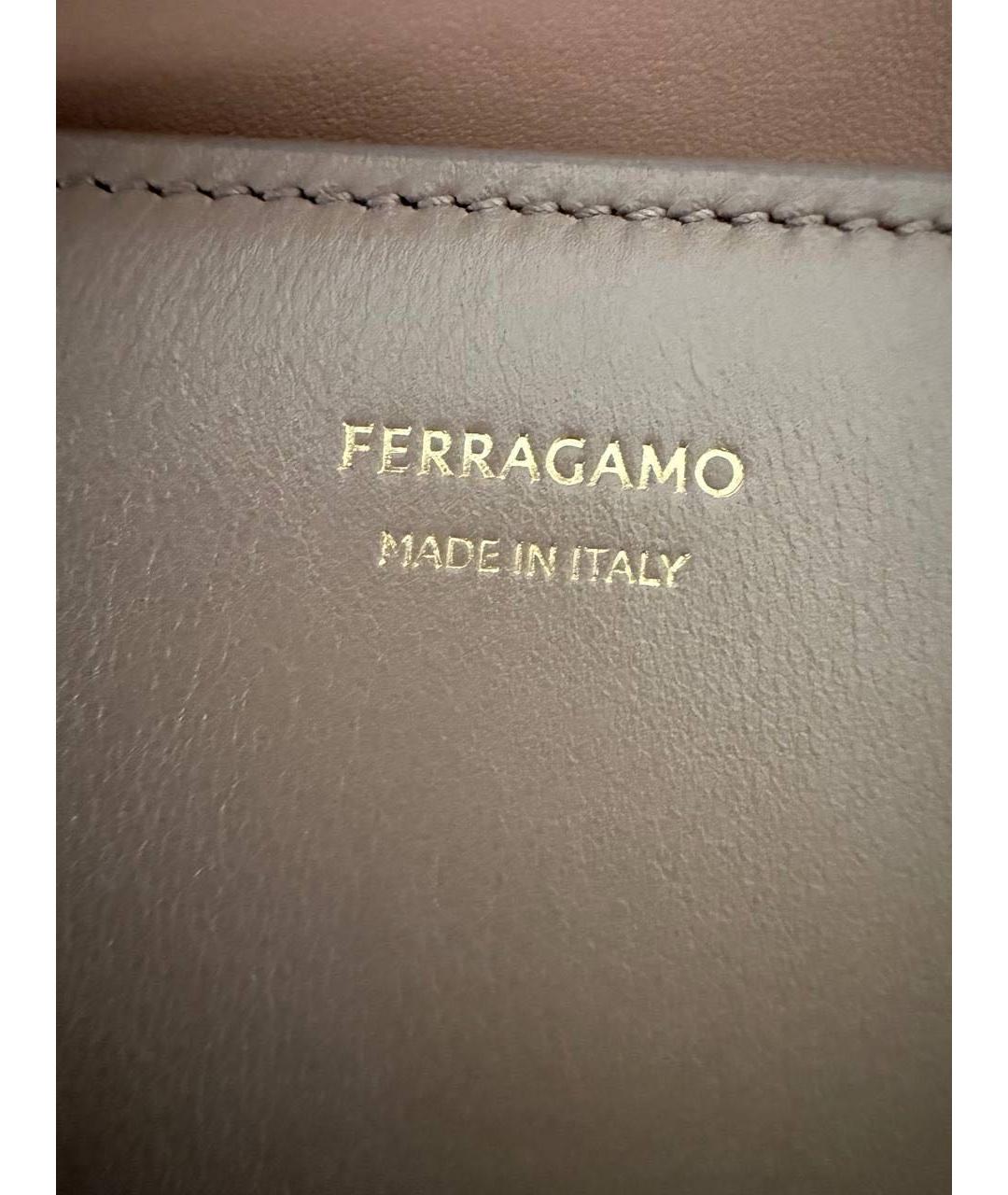 FERRAGAMO Бежевая кожаная сумка с короткими ручками, фото 5