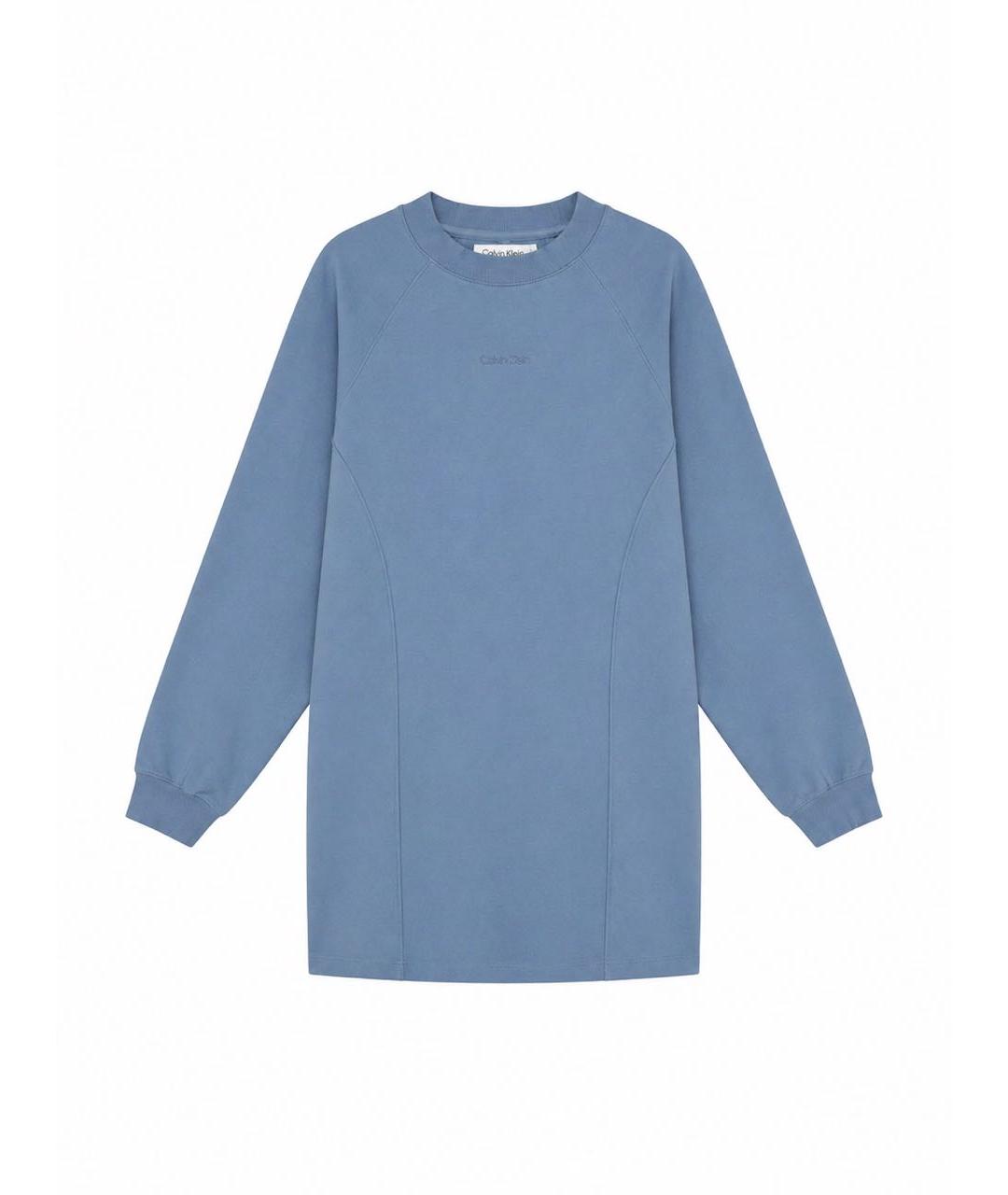 CALVIN KLEIN Голубое хлопковое повседневное платье, фото 1