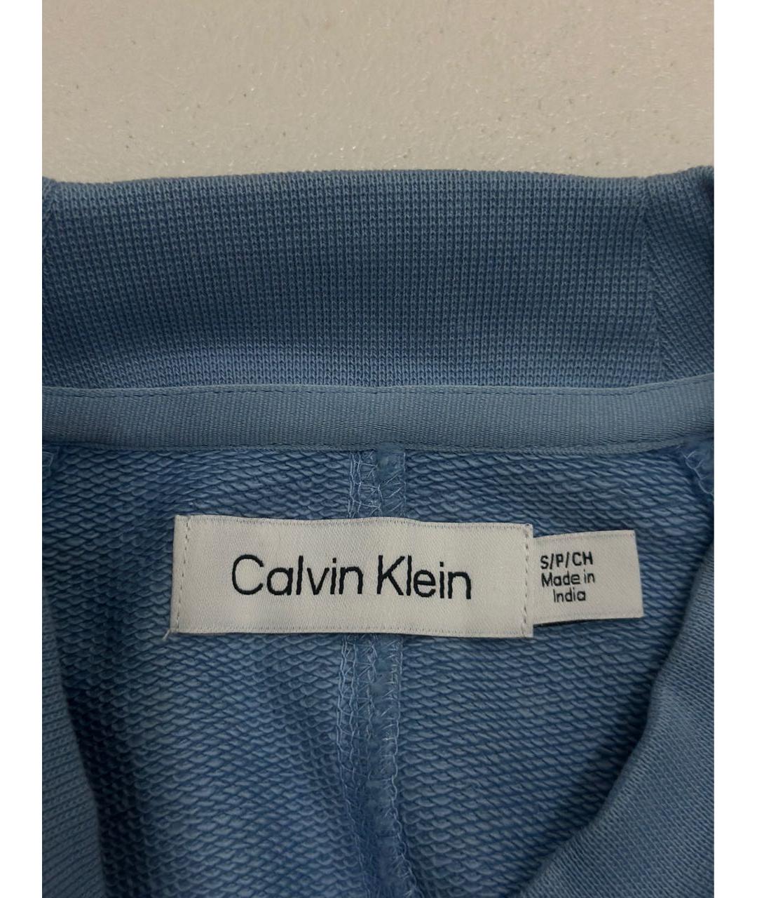CALVIN KLEIN Голубое хлопковое повседневное платье, фото 5