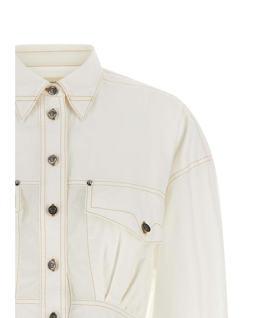 VERSACE Белое хлопковое повседневное платье, фото 3