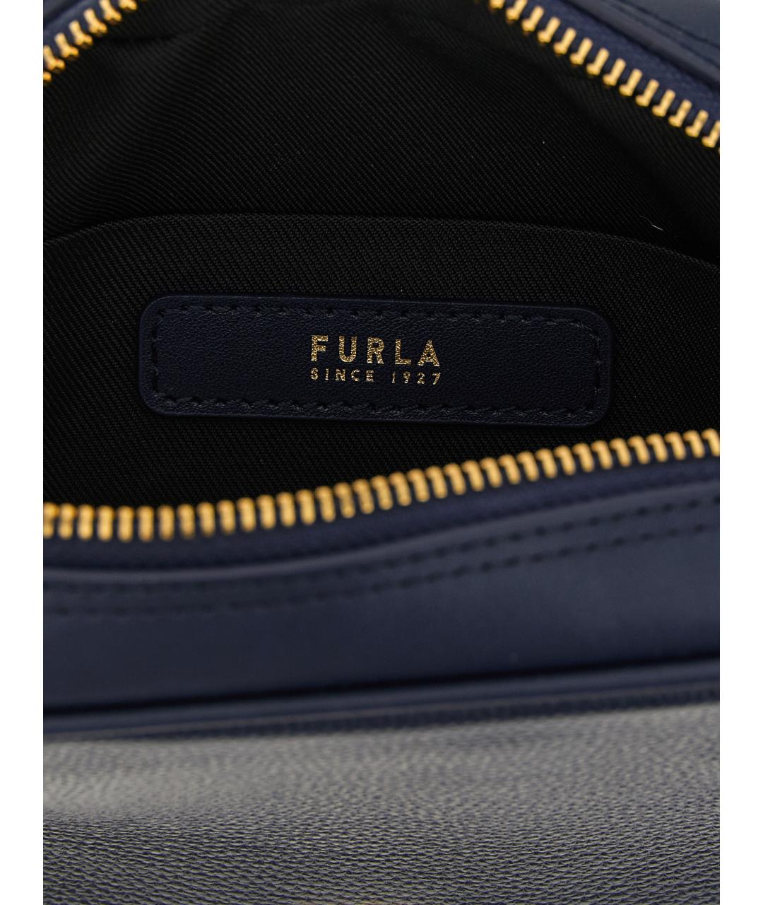 FURLA Синяя кожаная сумка с короткими ручками, фото 4