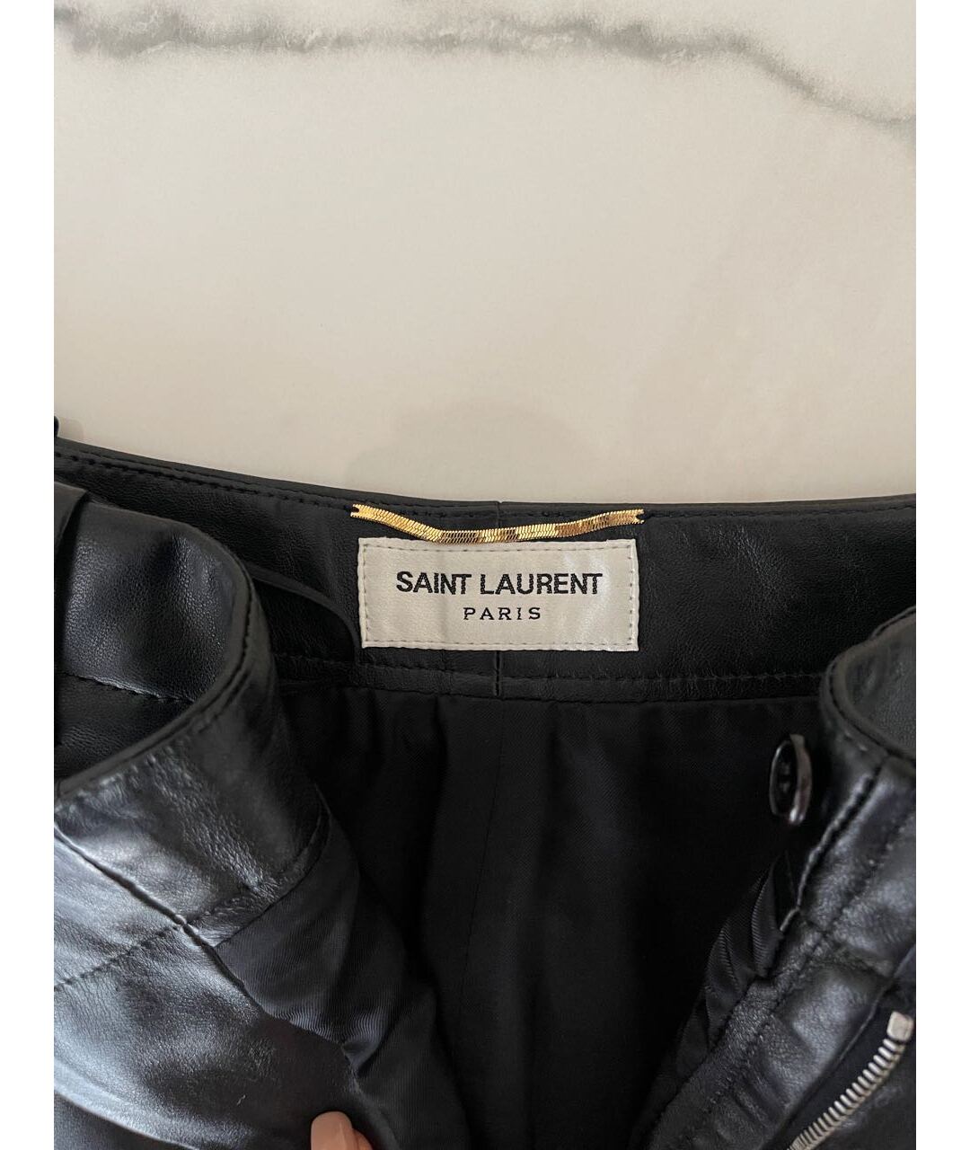 SAINT LAURENT Черные кожаные шорты, фото 3