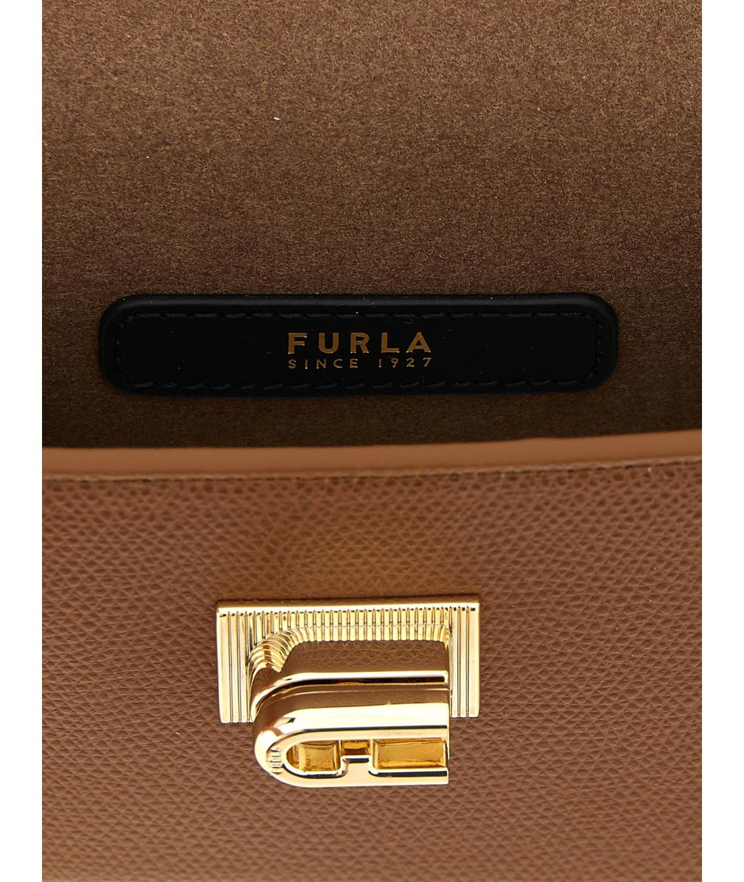 FURLA Коричневая кожаная сумка через плечо, фото 4