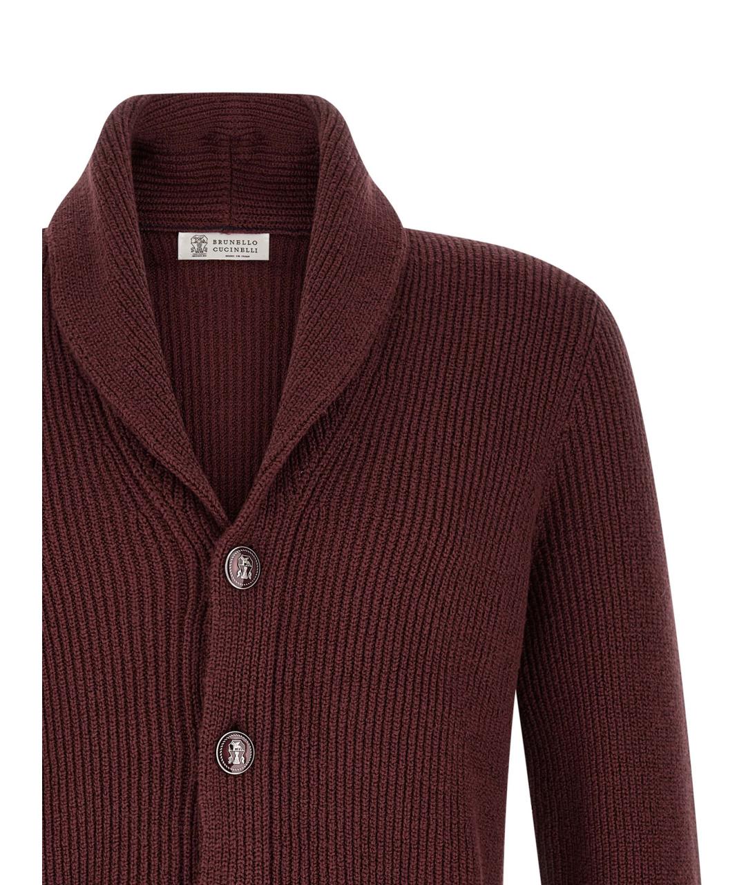 BRUNELLO CUCINELLI Бордовый хлопковый кардиган, фото 3