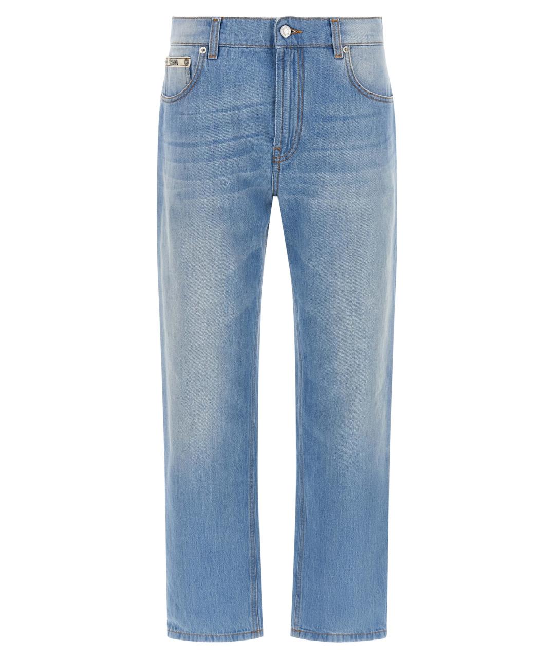MOSCHINO Голубые хлопковые прямые джинсы, фото 1