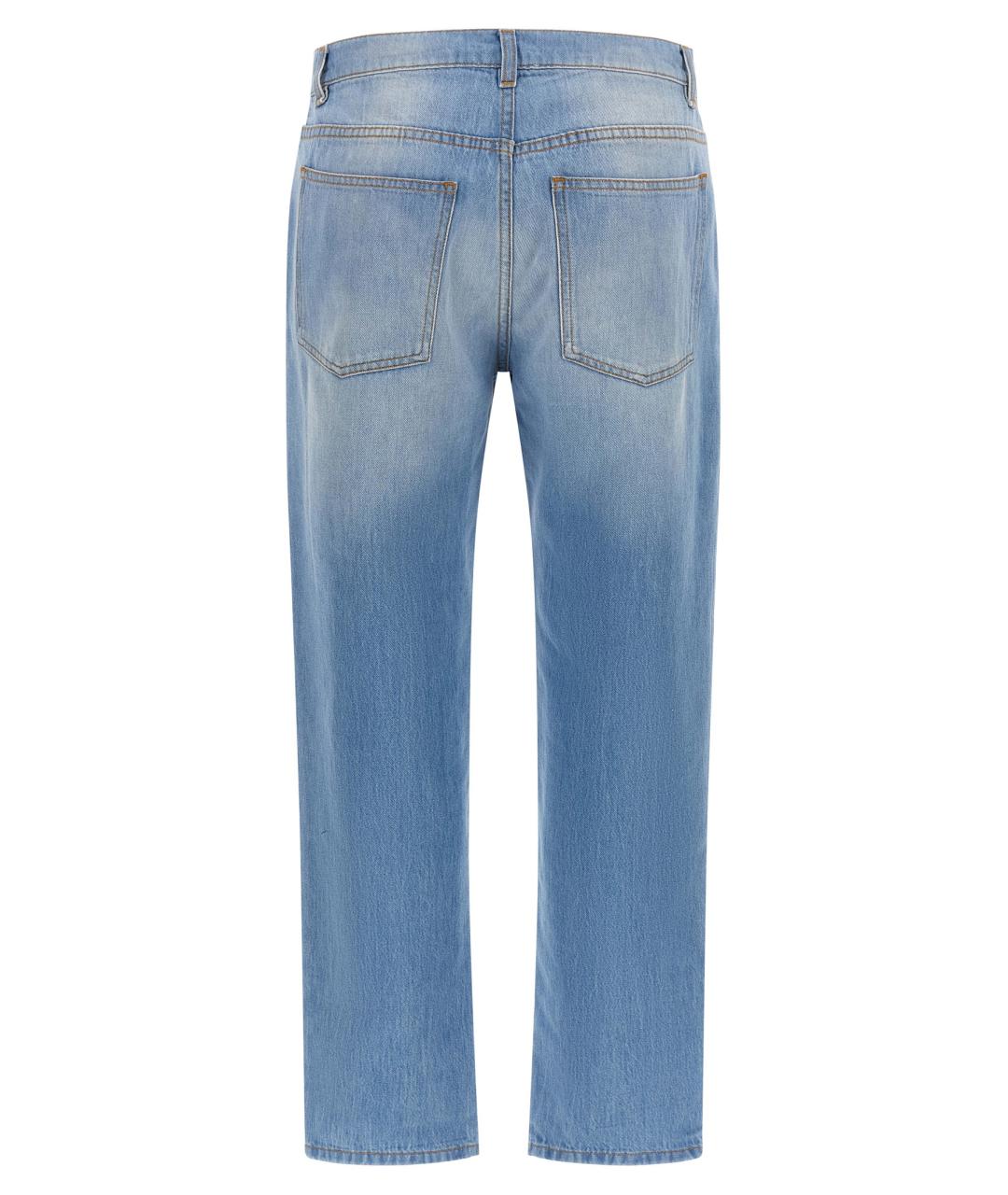 MOSCHINO Голубые хлопковые прямые джинсы, фото 2