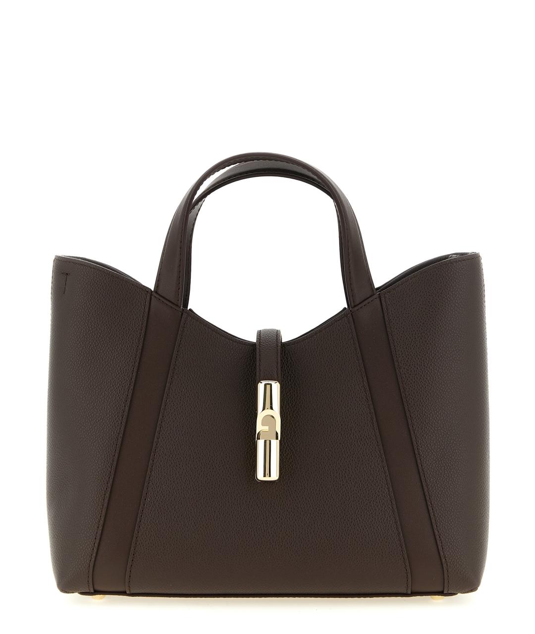 FURLA Коричневая кожаная сумка с короткими ручками, фото 1