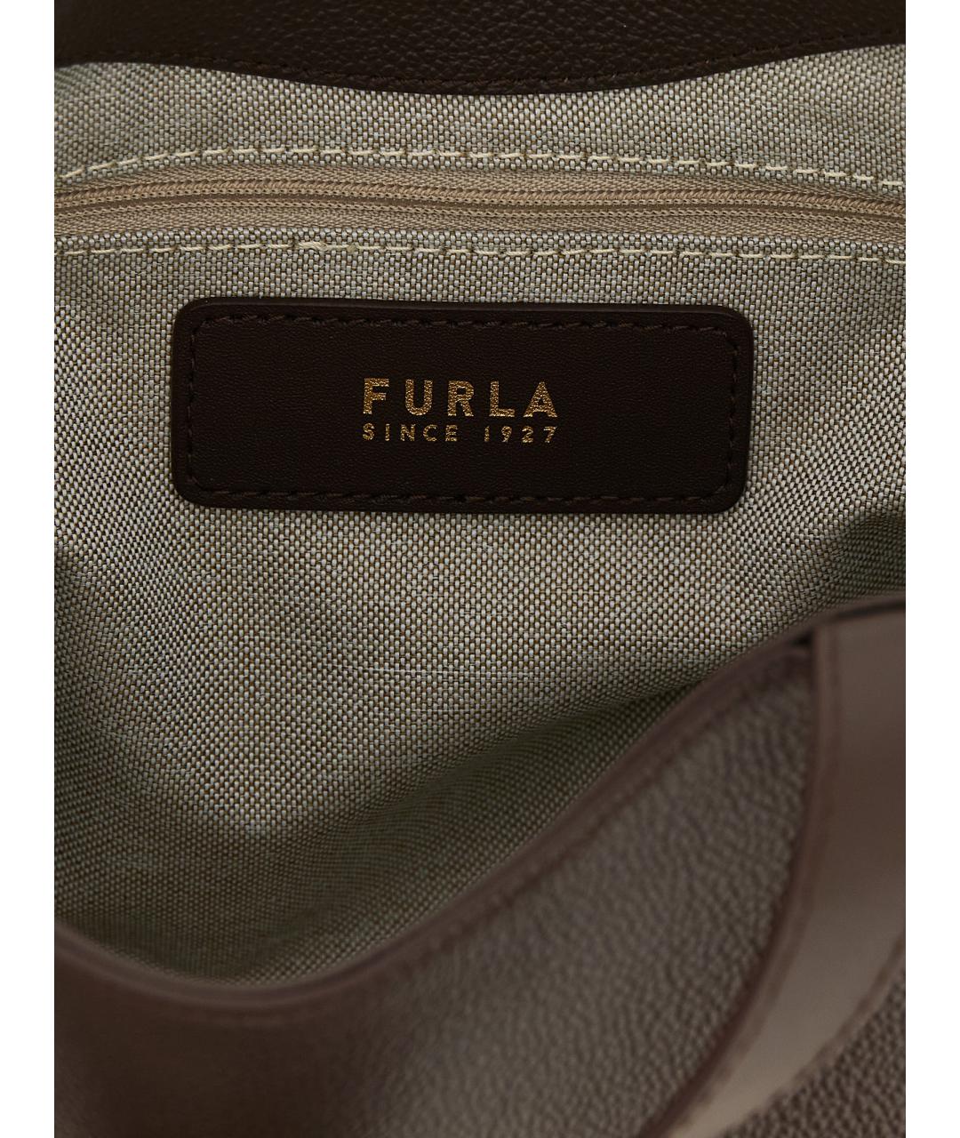 FURLA Коричневая кожаная сумка с короткими ручками, фото 4