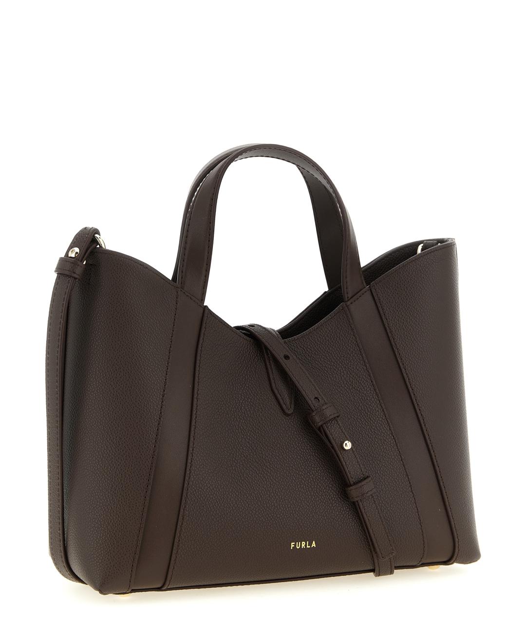 FURLA Коричневая кожаная сумка с короткими ручками, фото 2