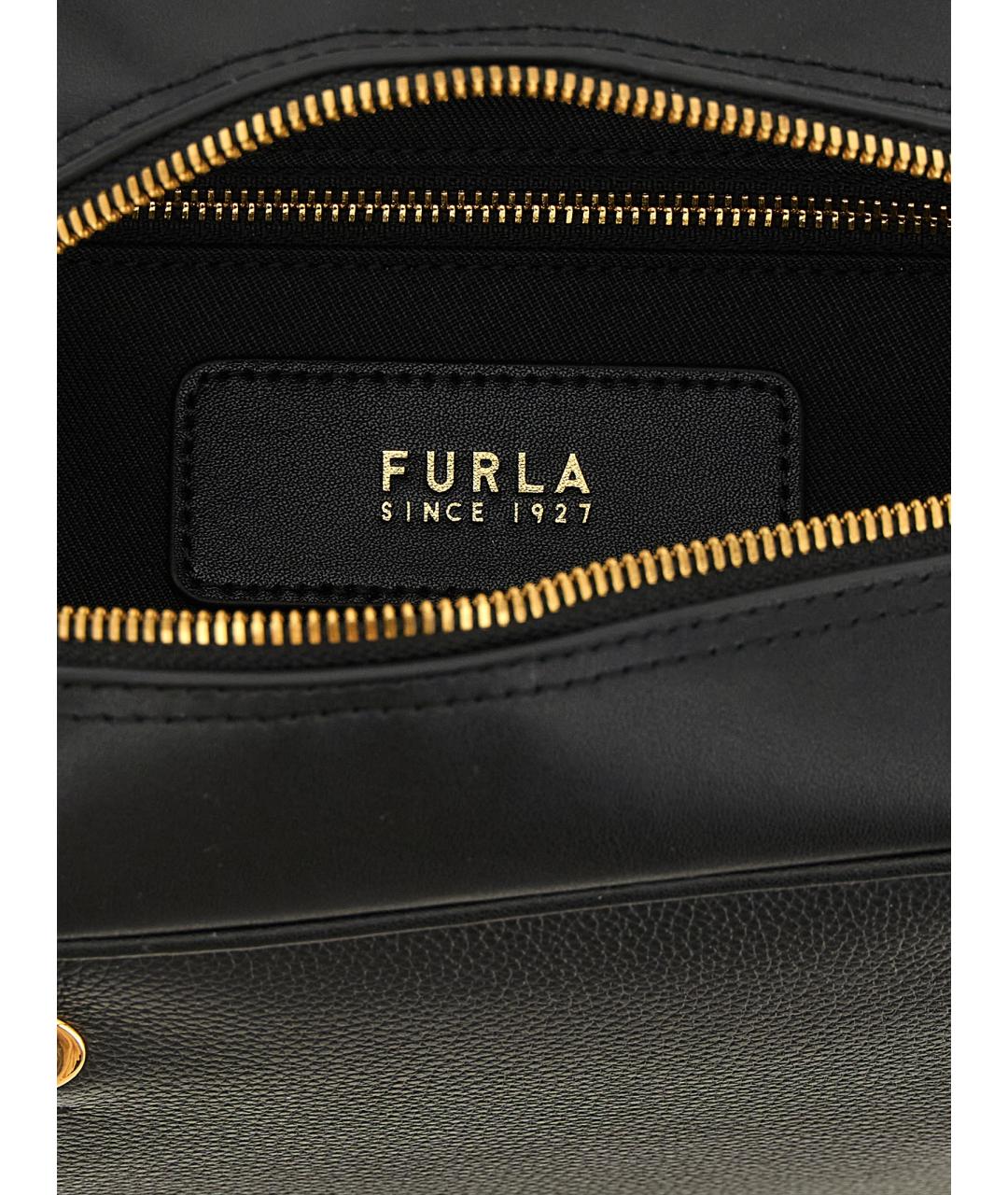 FURLA Черная кожаная сумка с короткими ручками, фото 4