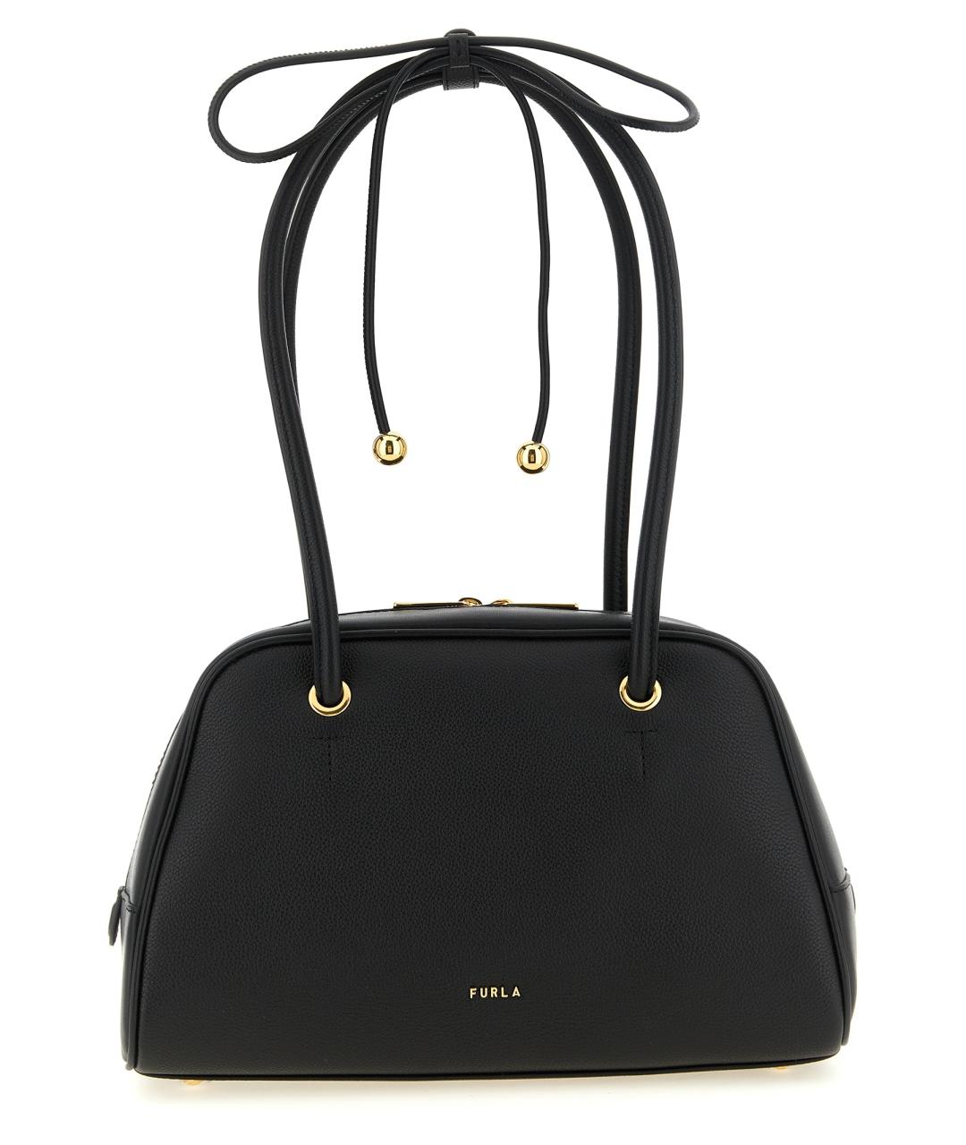 FURLA Черная кожаная сумка с короткими ручками, фото 1