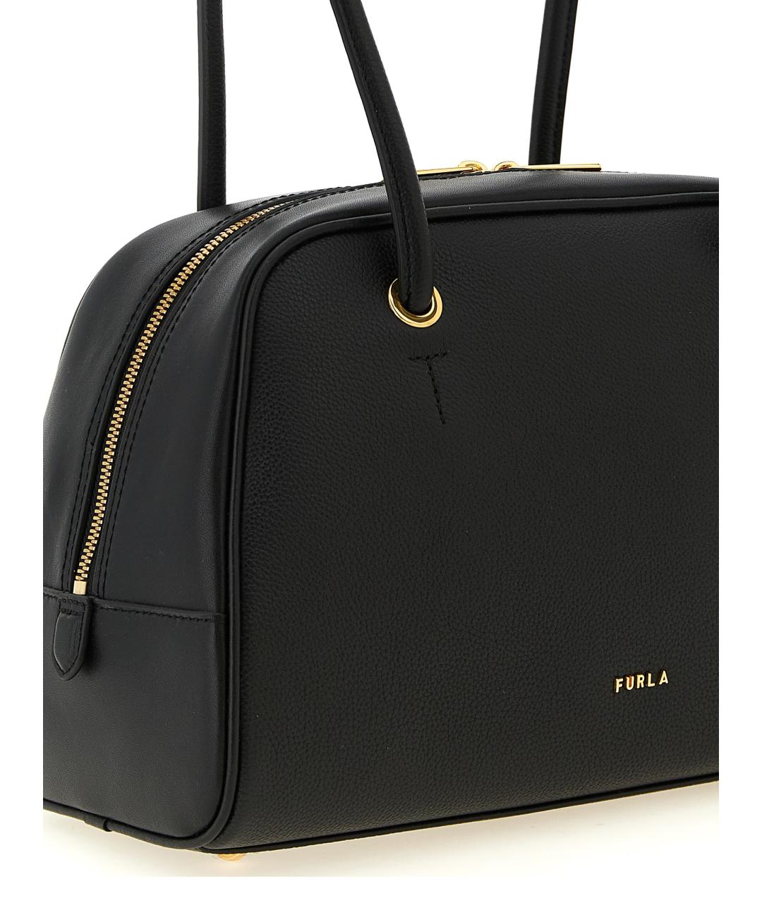 FURLA Черная кожаная сумка с короткими ручками, фото 3