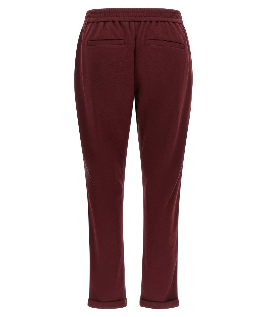 BRUNELLO CUCINELLI Бордовые хлопковые прямые брюки, фото 2