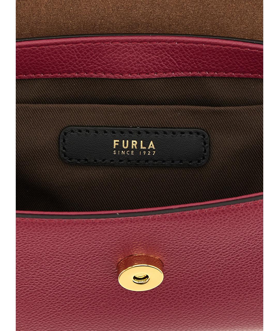 FURLA Красная кожаная сумка с короткими ручками, фото 4