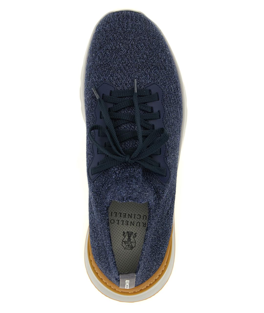 BRUNELLO CUCINELLI Синие текстильные низкие кроссовки / кеды, фото 4