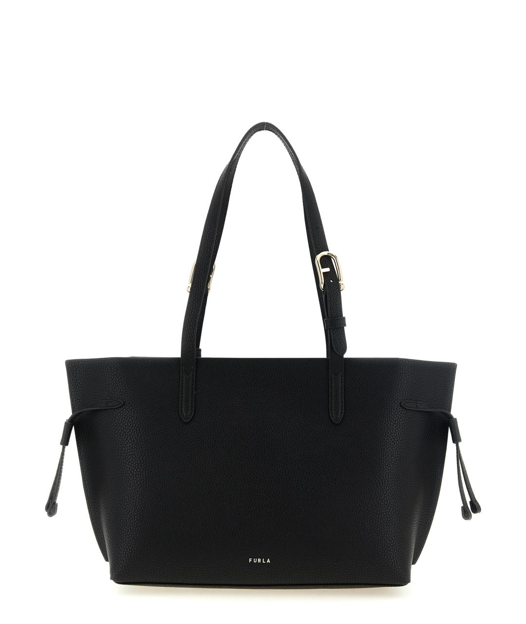 FURLA Черная кожаная сумка тоут, фото 1