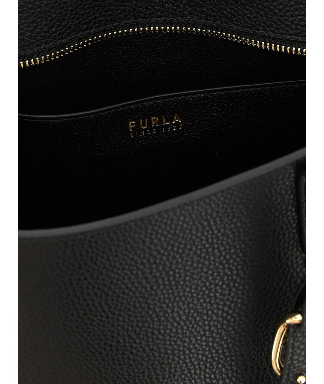 FURLA Черная кожаная сумка тоут, фото 4