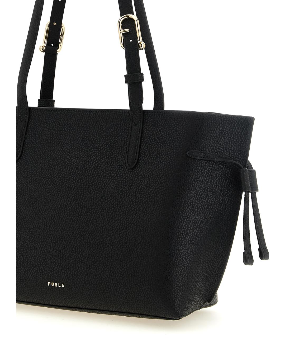 FURLA Черная кожаная сумка тоут, фото 3