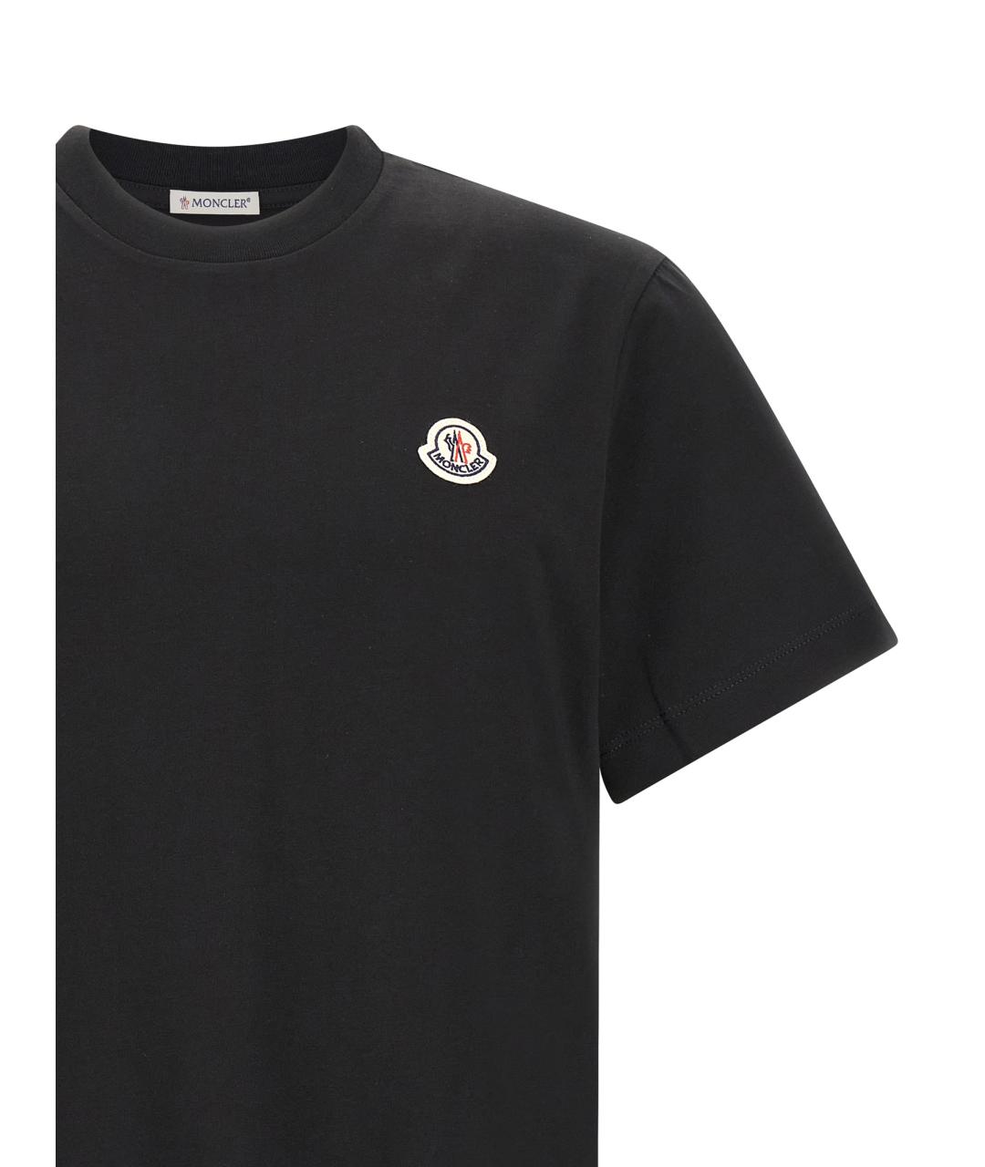 MONCLER Черная хлопковая футболка, фото 4