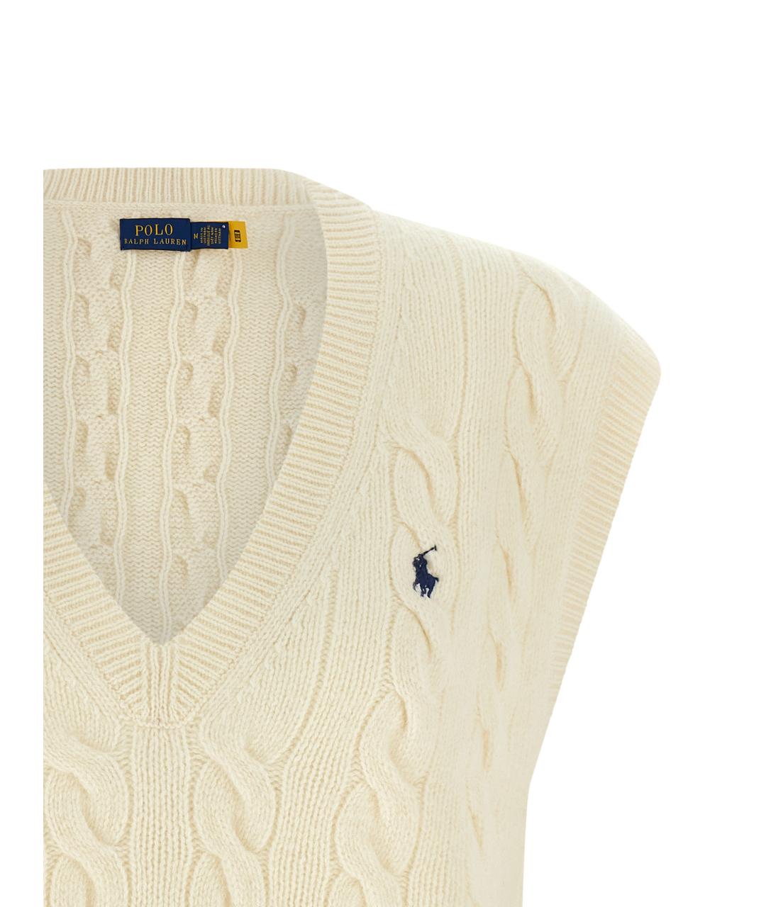 POLO RALPH LAUREN Белая шерстяная жилетка, фото 3