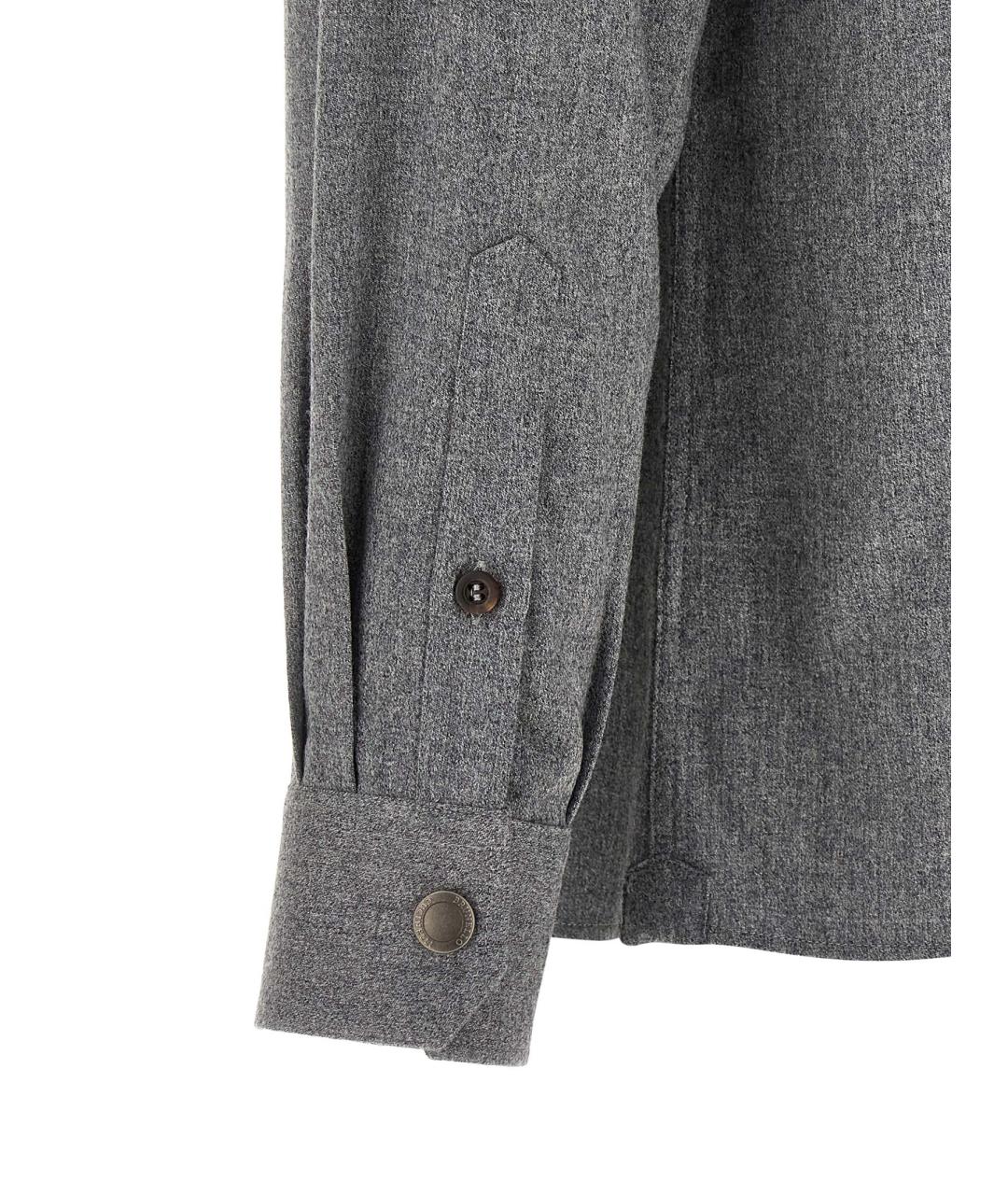 BRUNELLO CUCINELLI Серая шерстяная кэжуал рубашка, фото 4