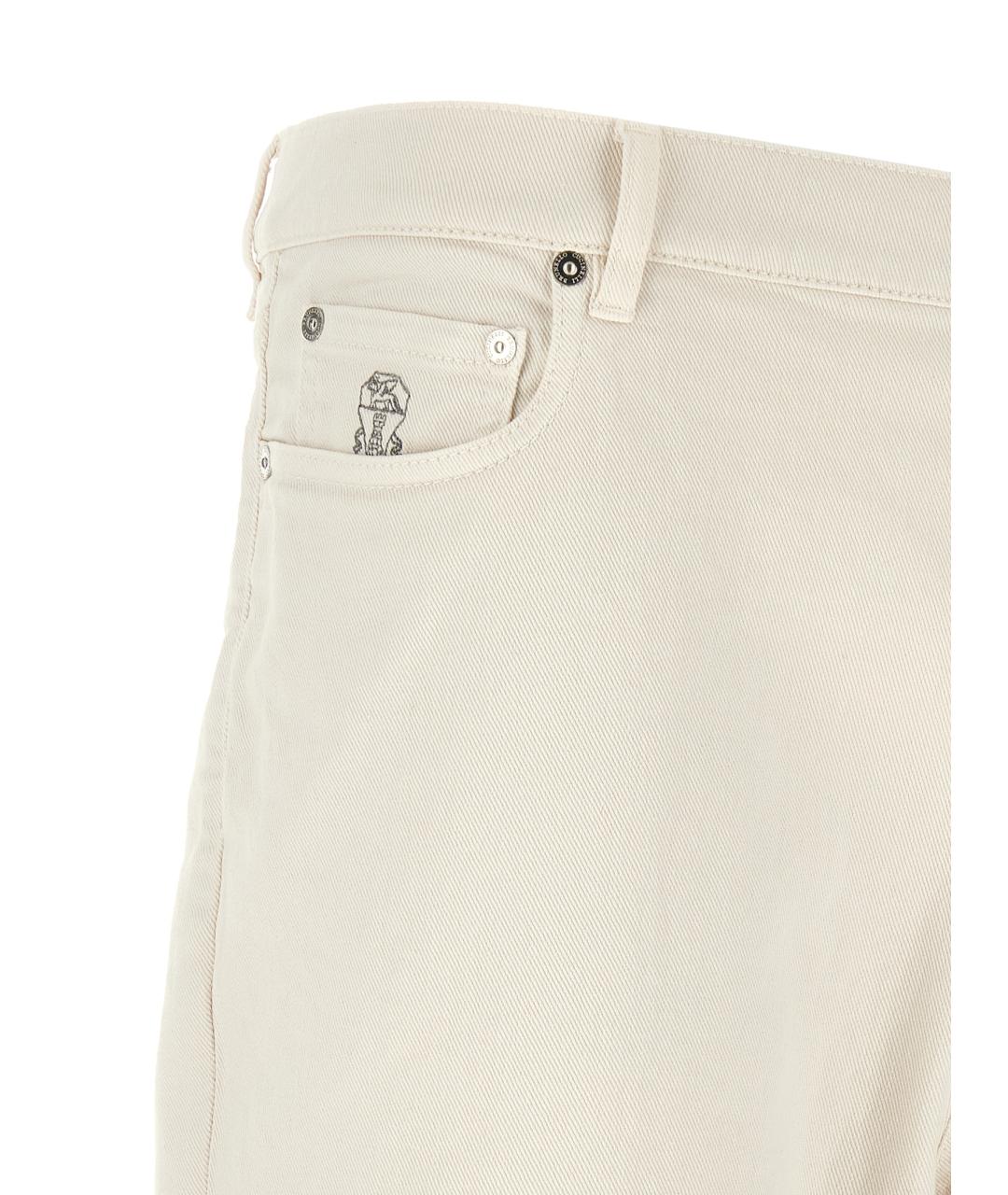 BRUNELLO CUCINELLI Белые хлопковые прямые джинсы, фото 5