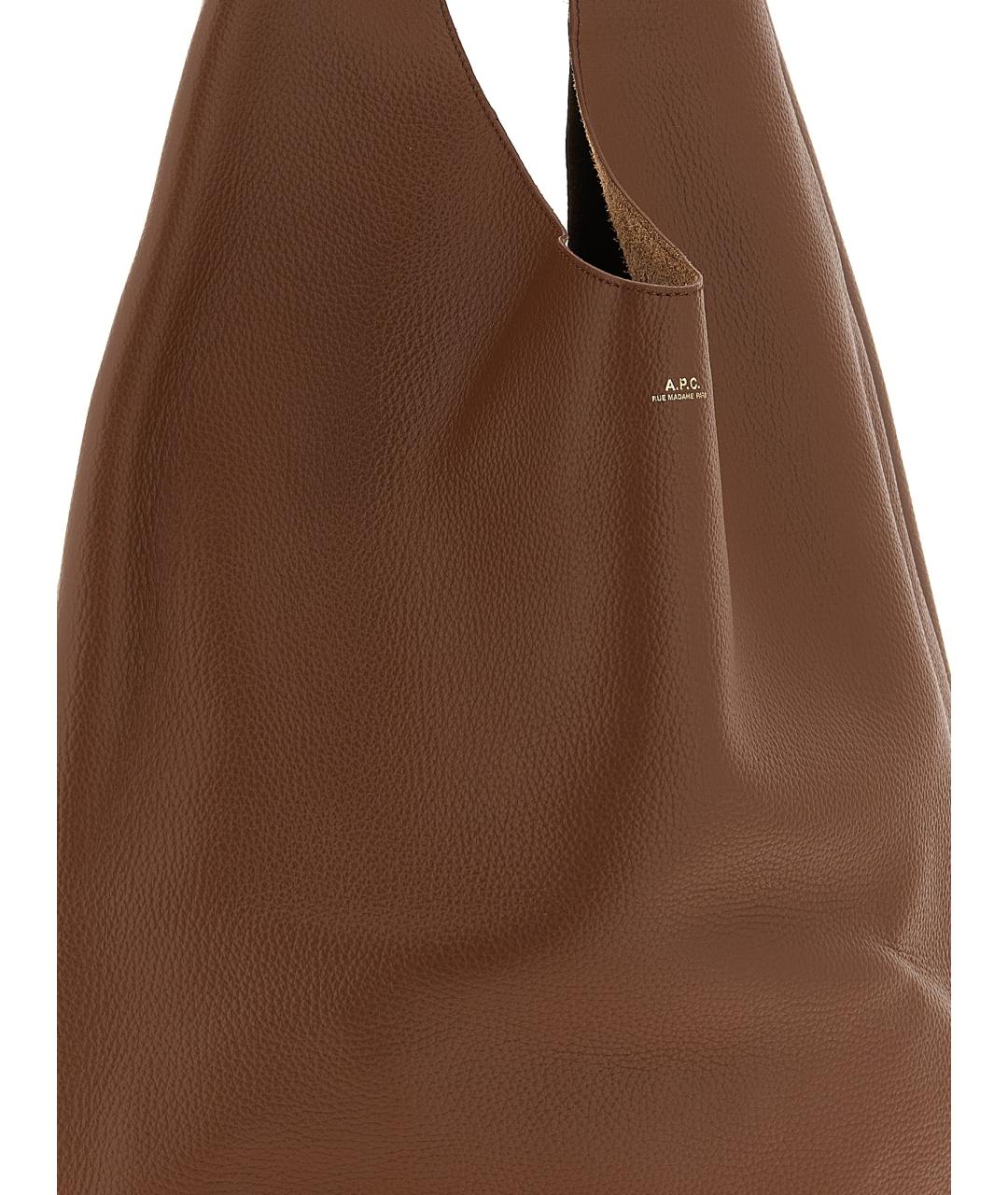 A.P.C. Коричневая кожаная сумка с короткими ручками, фото 3