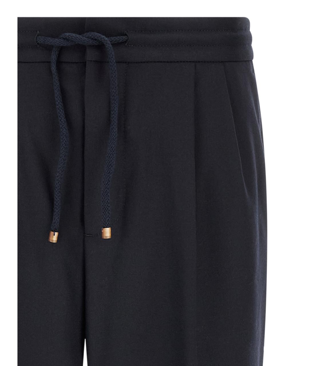 BRUNELLO CUCINELLI Синие шерстяные повседневные брюки, фото 3