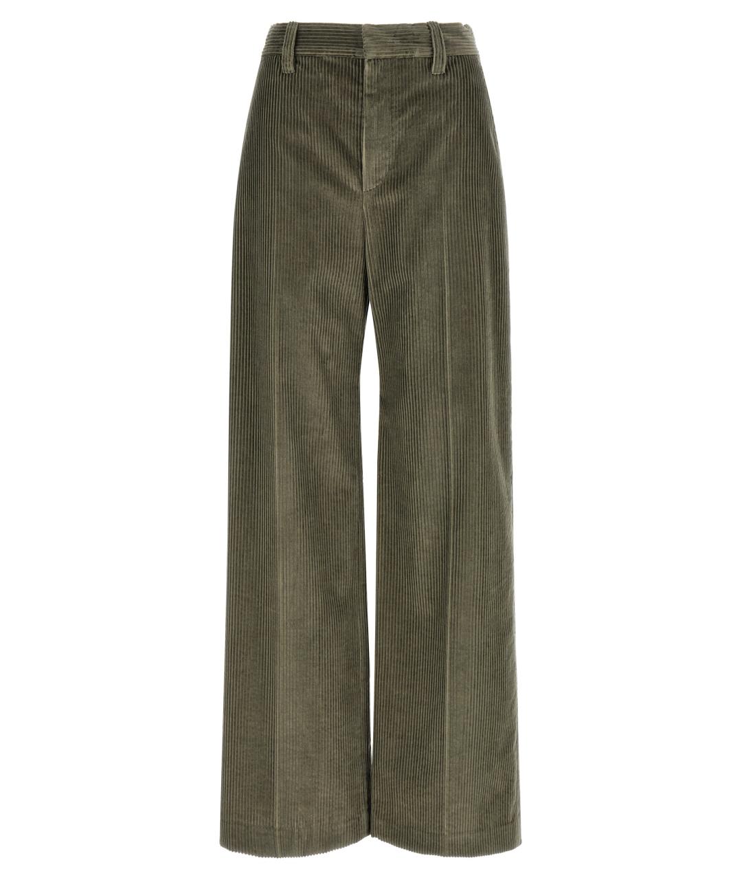BRUNELLO CUCINELLI Зеленые хлопковые прямые брюки, фото 1