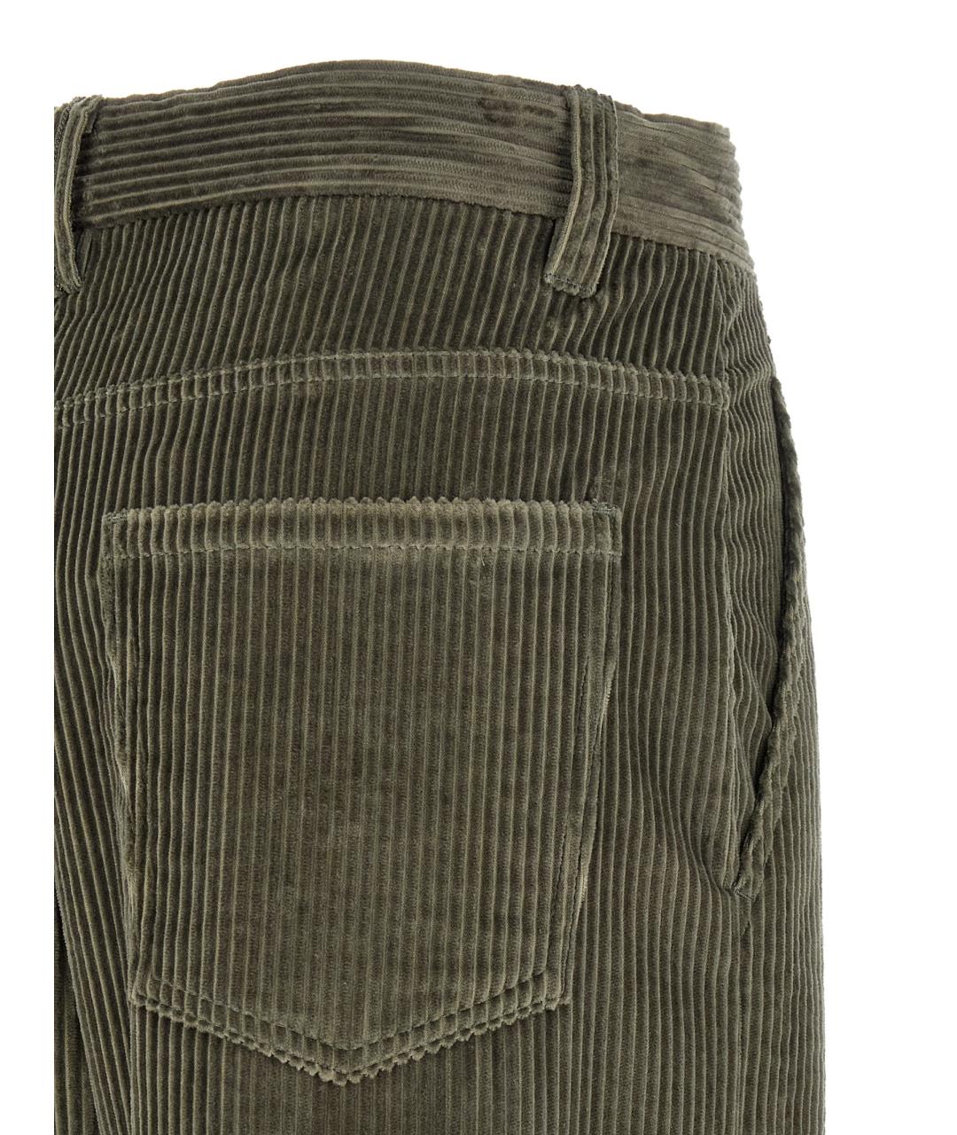 BRUNELLO CUCINELLI Зеленые хлопковые прямые брюки, фото 4