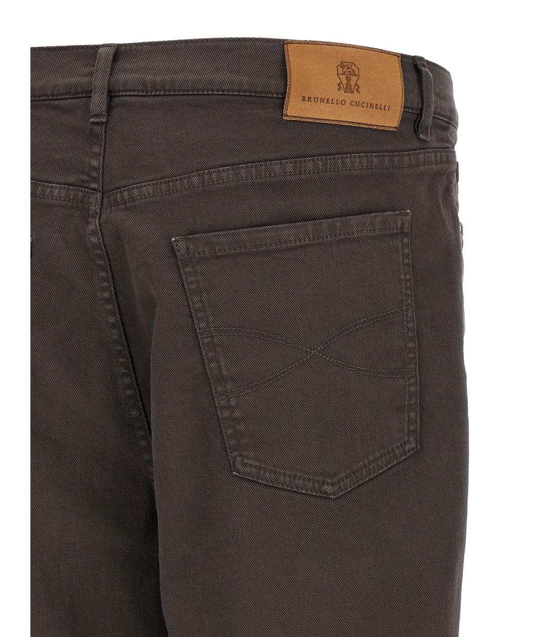 BRUNELLO CUCINELLI Коричневые хлопковые прямые джинсы, фото 4