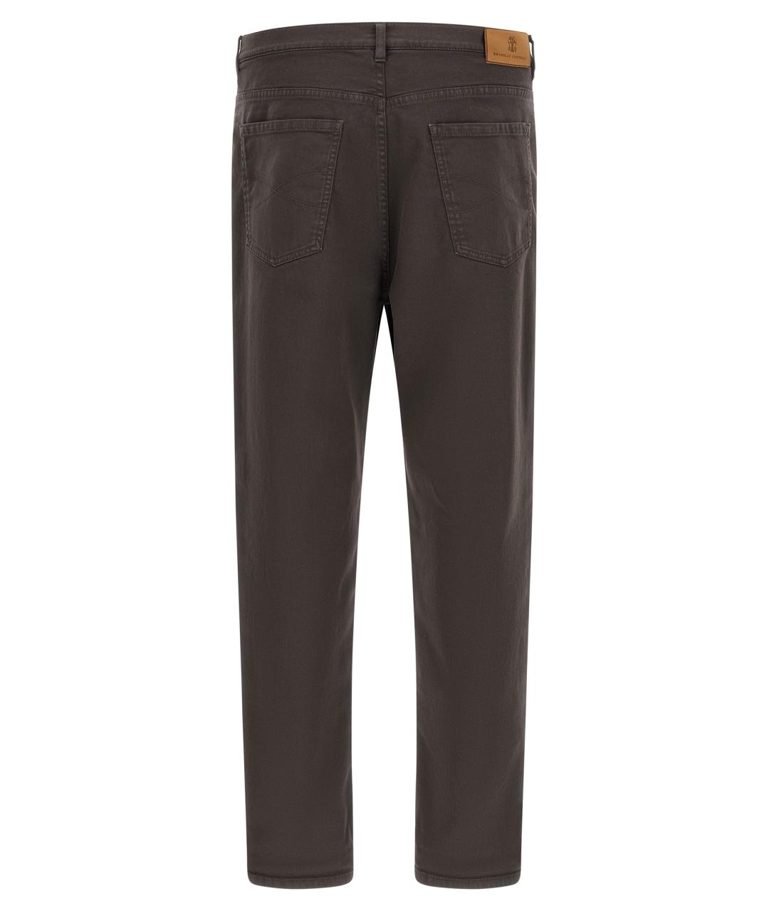 BRUNELLO CUCINELLI Коричневые хлопковые прямые джинсы, фото 2