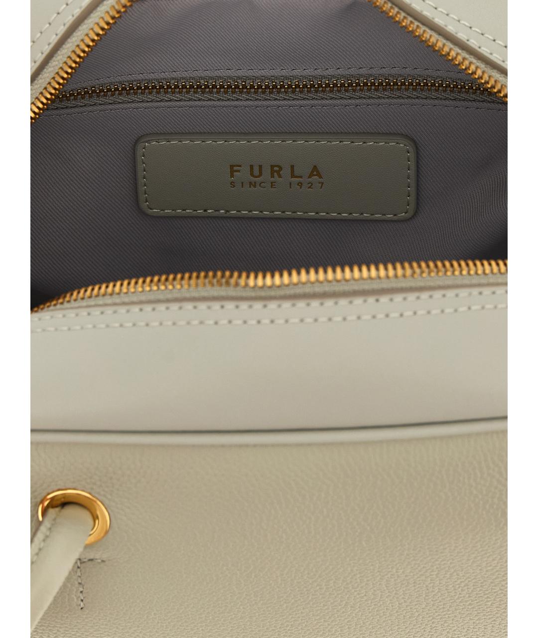 FURLA Серая кожаная сумка с короткими ручками, фото 4