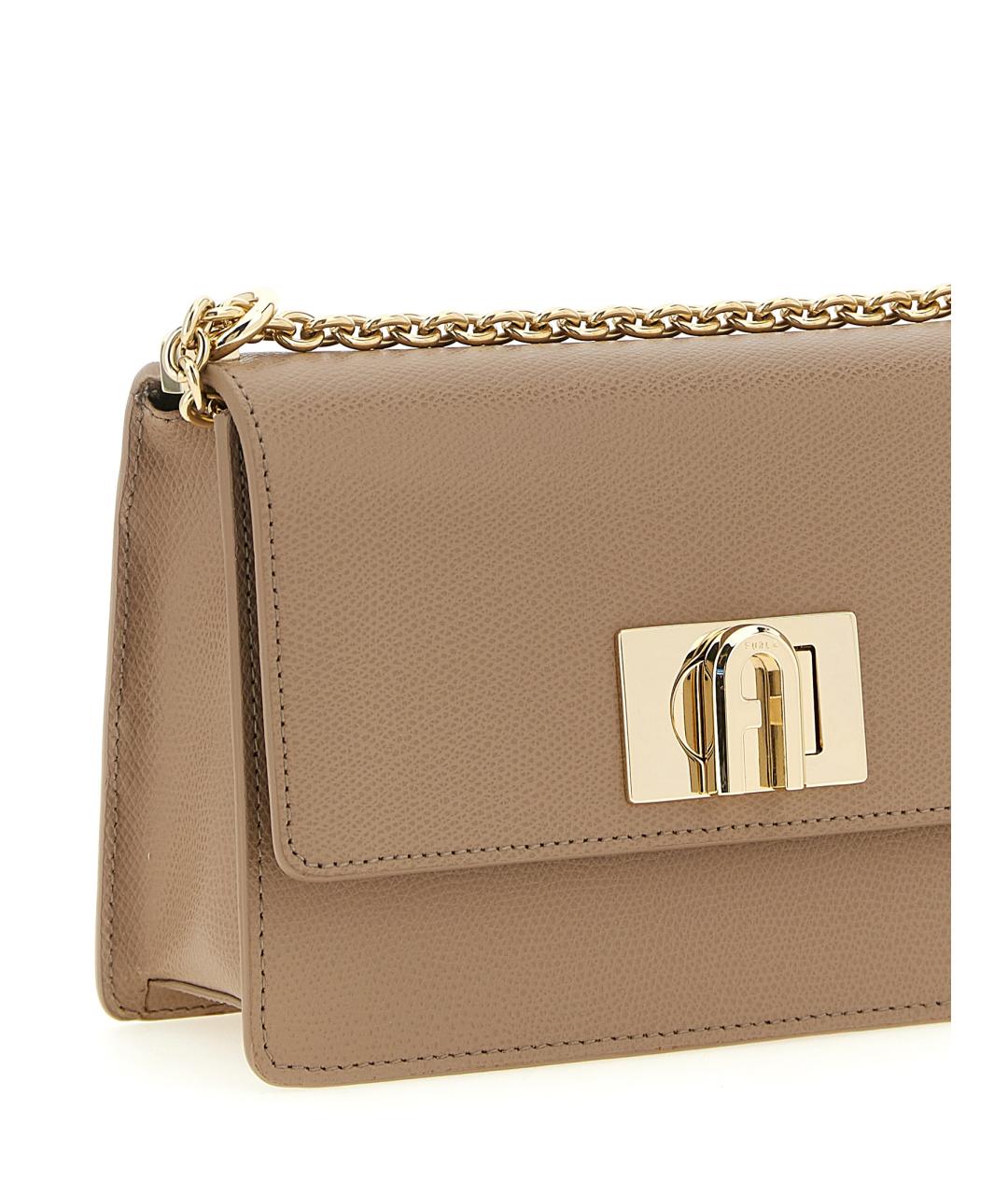 FURLA Бежевая кожаная сумка через плечо, фото 3