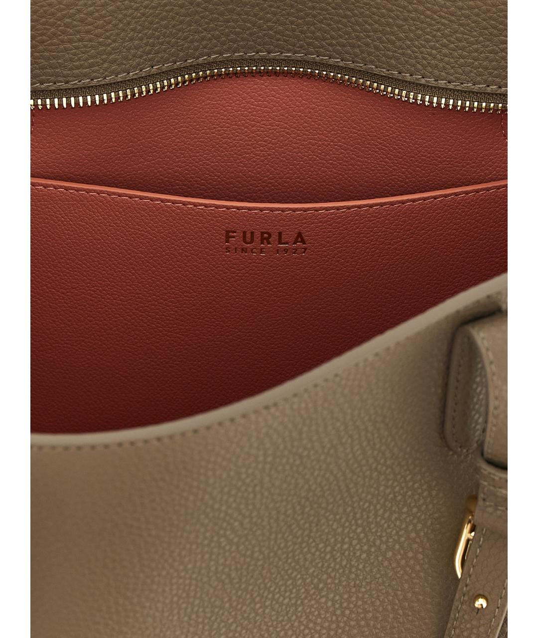 FURLA Серая кожаная сумка тоут, фото 4