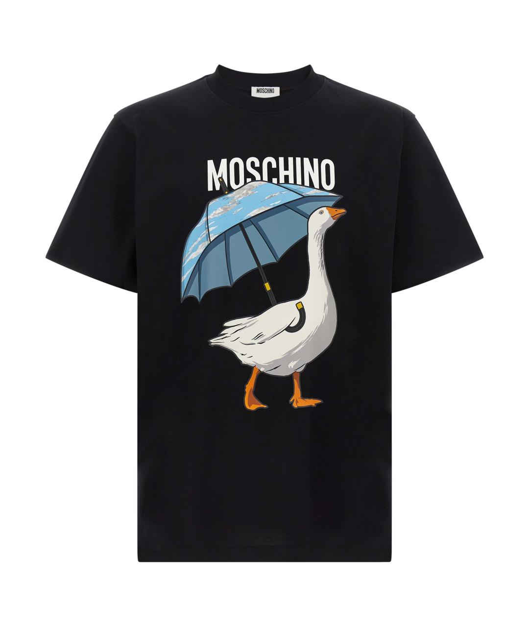 MOSCHINO Черная хлопковая футболка, фото 1