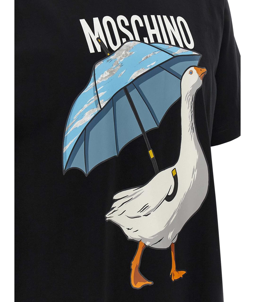 MOSCHINO Черная хлопковая футболка, фото 4